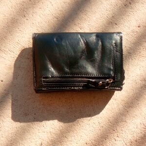Black Leather Wallet with Zipper